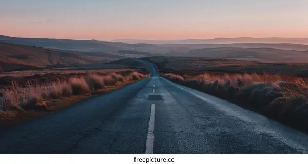 Winding Country Road at Sunset