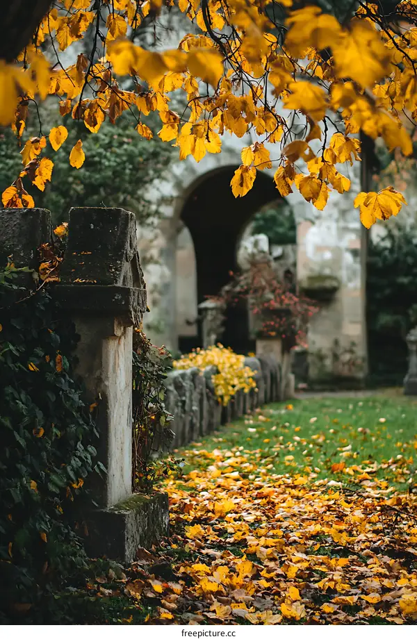 Autumn Leaves in the Cemetery