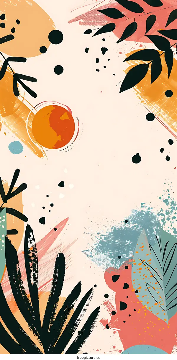 Abstract Colorful Tropical Leaves Pattern