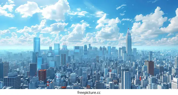 Modern City Skyline with Skyscrapers