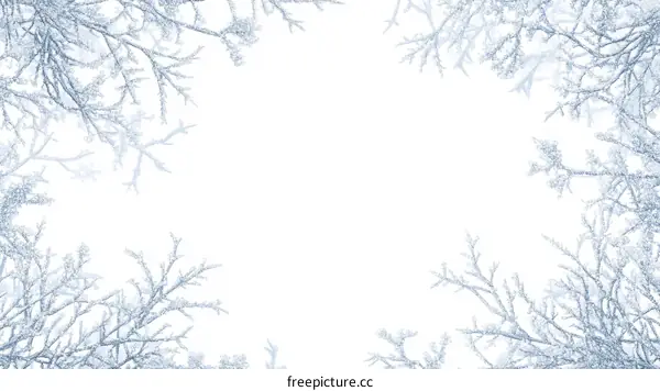 Winter Branches Frame with Ice Crystals