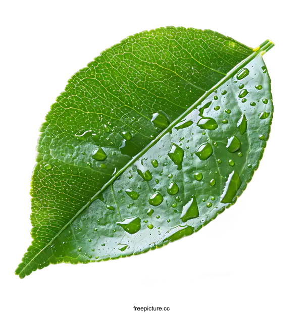 [Transparent Background PNG]green leaf with water drops