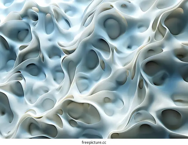 Blue and White Abstract Organic 3D Render