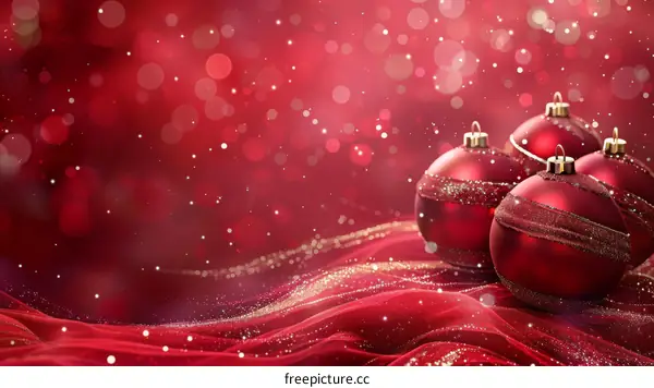 Ornate Red Christmas Background with Seasonal Decorations
