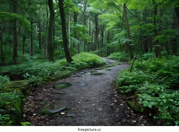 Forest Path With Stone Stepping Stones
