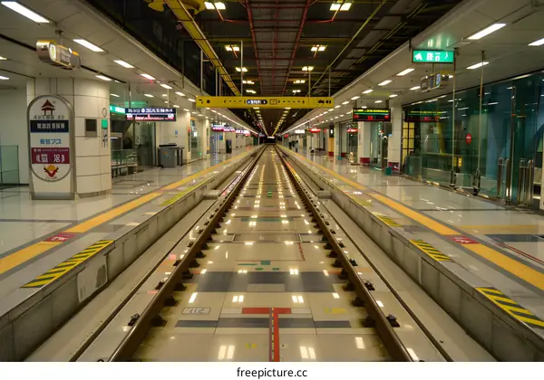 Subway Station Platform with Tracks