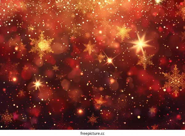 Red and Gold Christmas Snowflakes Background
