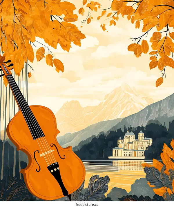 Autumn Landscape with a Violin and Mountain Range