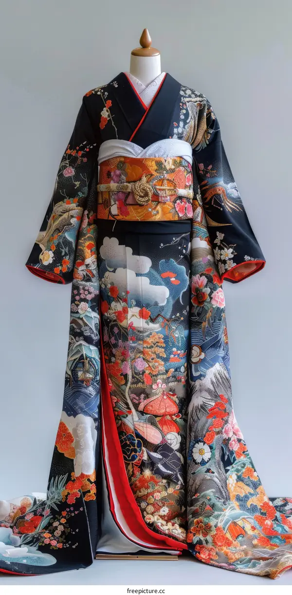 A woman wearing a kimono