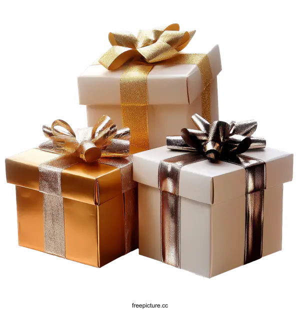 [Transparent Background PNG]Three Gift Boxes with Festive Ribbons