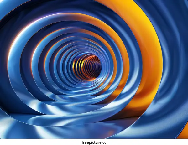 Surreal Tunnel with Vibrant Blue and Orange