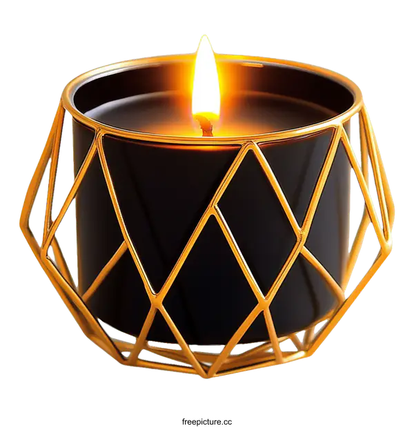 [Transparent Background PNG]Modern Geometric Gold Candle Holder