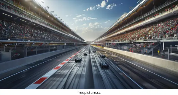 Formula One cars racing on a track
