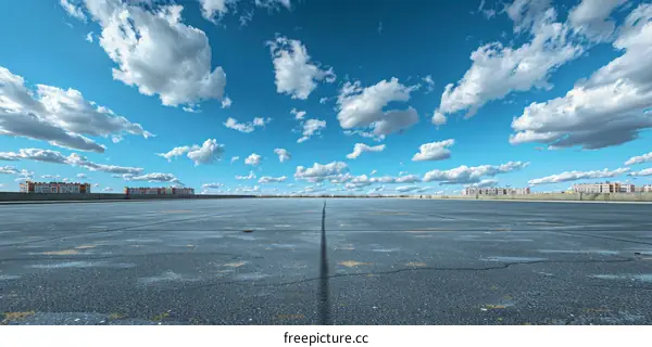 Empty Parking Lot Under Blue Sky