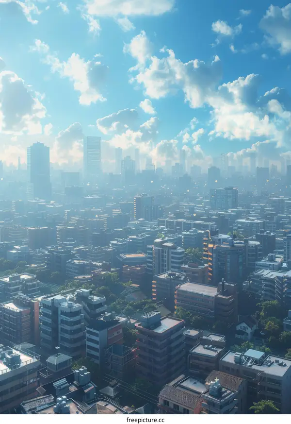 Aerial View of a Dense Urban Cityscape