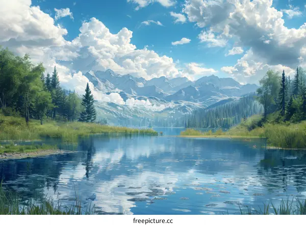 Serene Mountain Lake with Reflections