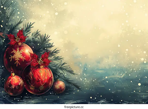 Christmas balls with poinsettia flowers