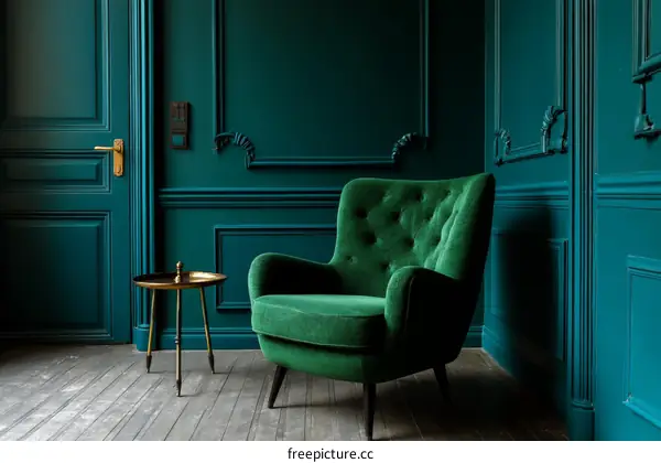 Emerald Green Room with Luxurious Armchair