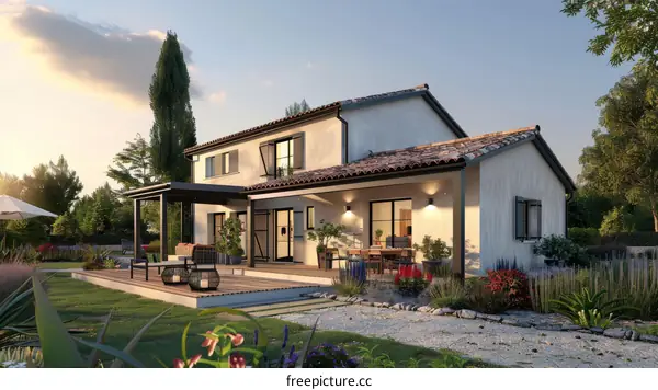 Modern Farmhouse Exterior Design with Patio