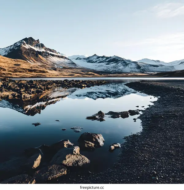 Mountain Reflection in Still Lake Water