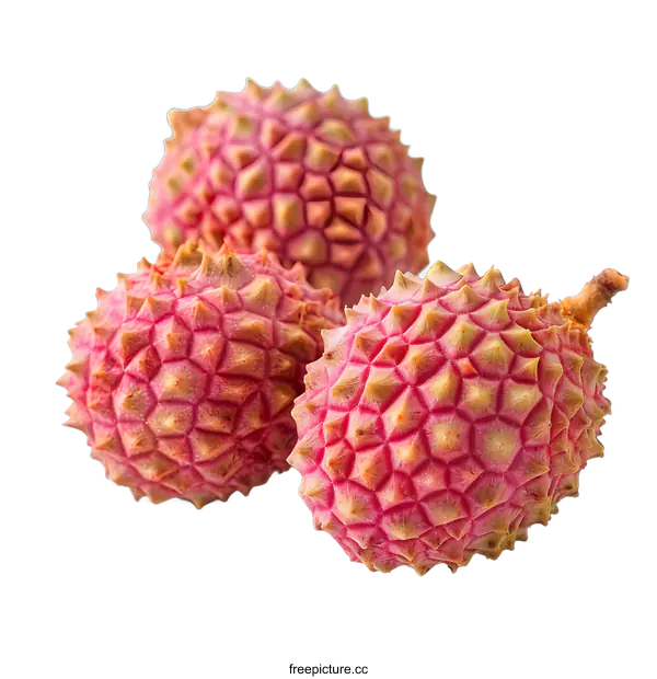 [Transparent Background PNG]Three Lychees on White Background