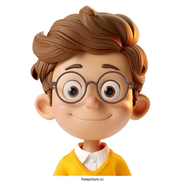 [Transparent Background PNG]Smiling Boy with Glasses