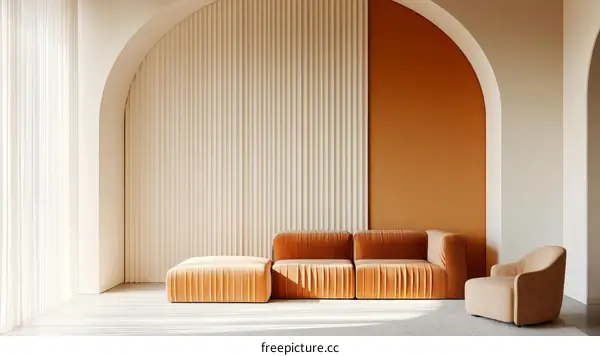 Modern Interior Design with  Orange and Beige Accents