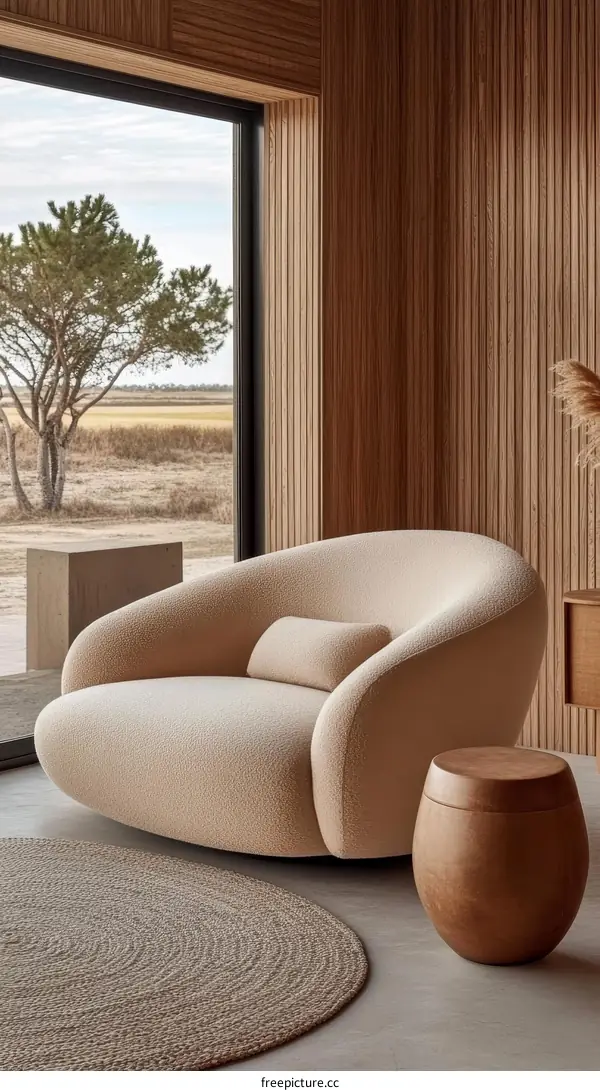 Modern Beige Sectional Sofa in a Minimalist Living Room