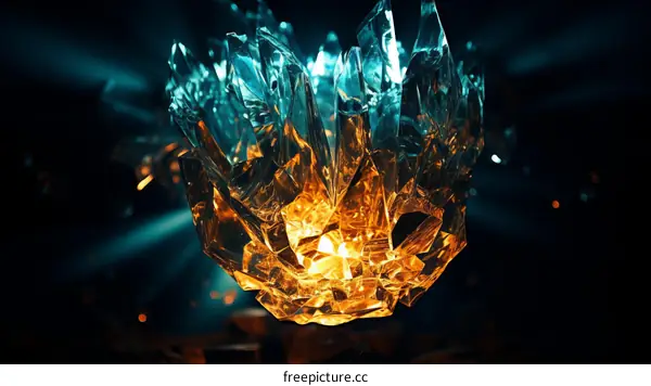 Blue and orange glowing crystal