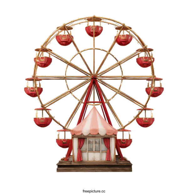 [Transparent Background PNG]Vintage Retro Ferris Wheel with  Small Tent