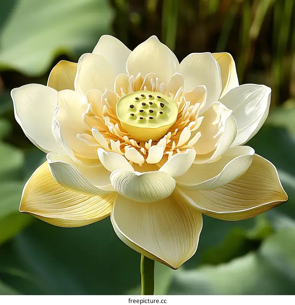 Close-up of a Beautiful Light Peach-colored Lotus Flower