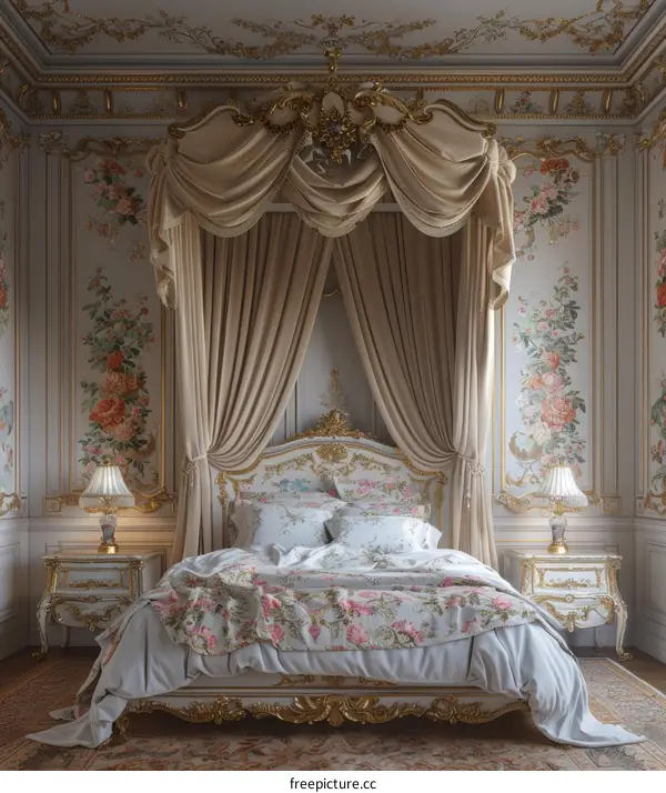 Elegant Vintage Bedroom with Canopied Bed