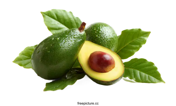 [Transparent Background PNG]Freshly picked Avocados on a White Background