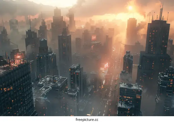 Aerial View of a Post-Apocalyptic Cityscape