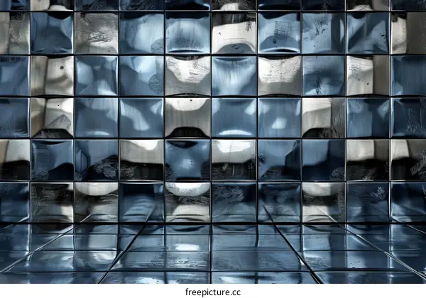 Blue and Gray Mirrored Tiles