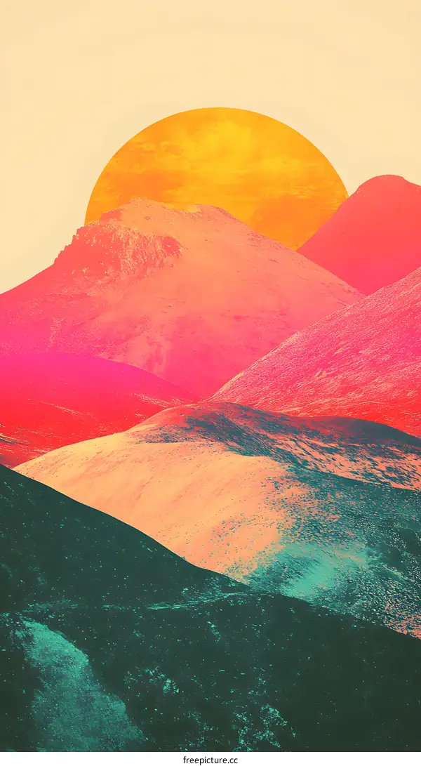 Abstract Mountain Landscape With Sun