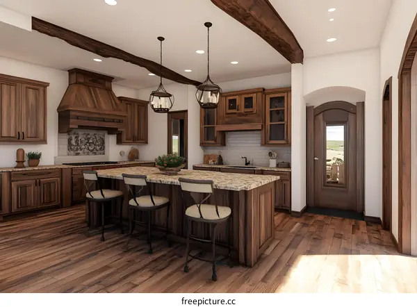 Modern Kitchen Interior Design With Wooden Cabinets and Island