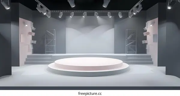 Minimalist Stage Design With Spotlights And Platform