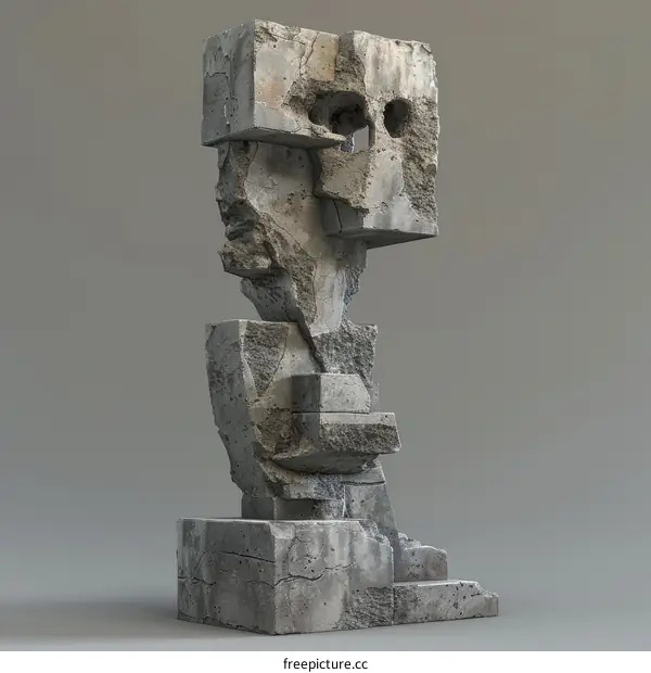 Abstract Concrete Sculpture Composition
