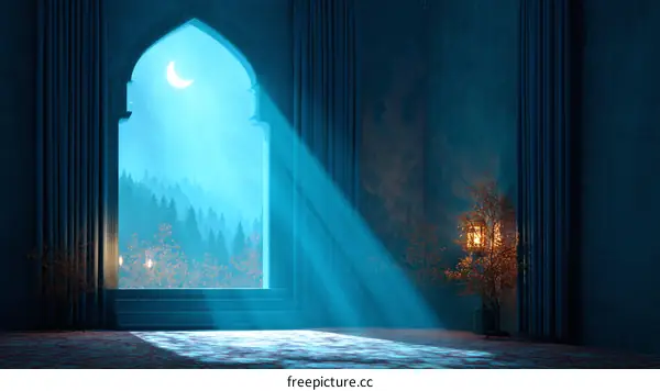 Mystical Moonlight Through an Archway