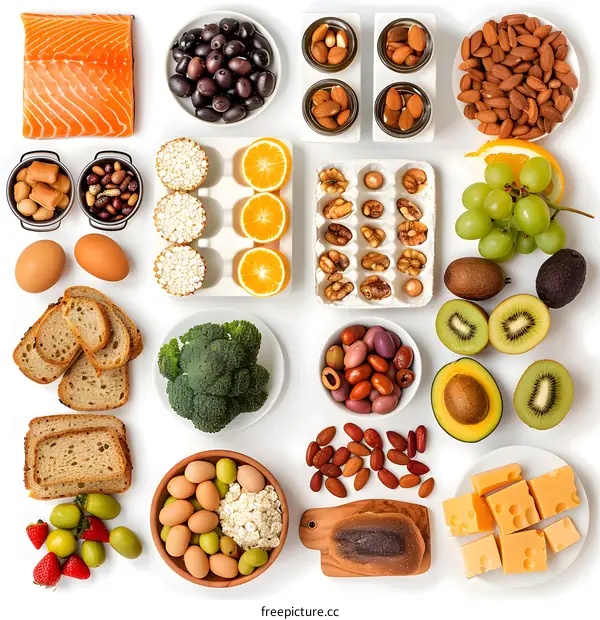 Healthy Food Flat Lay with Variety of Ingredients