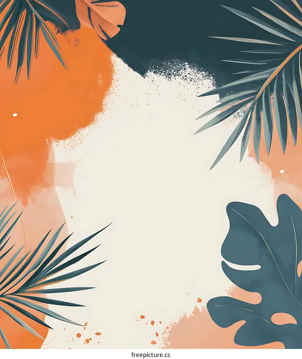 Tropical Leaves Watercolor Abstract Background