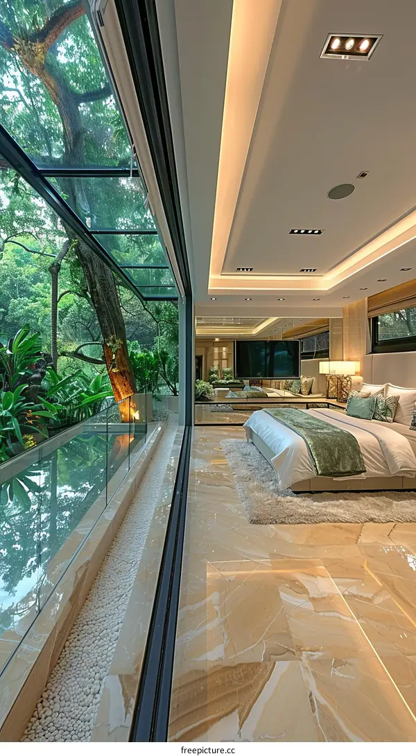 Modern Luxury Villa with Floor-to-Ceiling Windows and Stunning Green Views