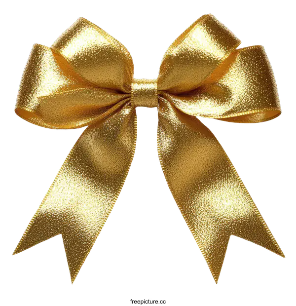 [Transparent Background PNG]Golden Ribbon Bow Isolated on White Background