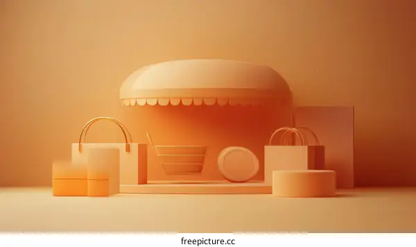 Modern Minimalist Shopping Scene Illustration