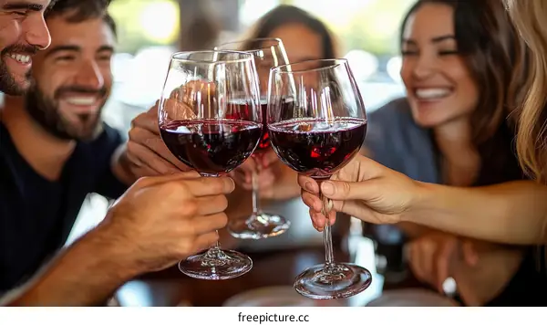 Friends Celebrating with Wine