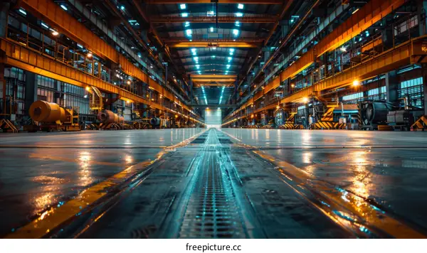 Abandoned Shipyard with Yellow Overhead Cranes