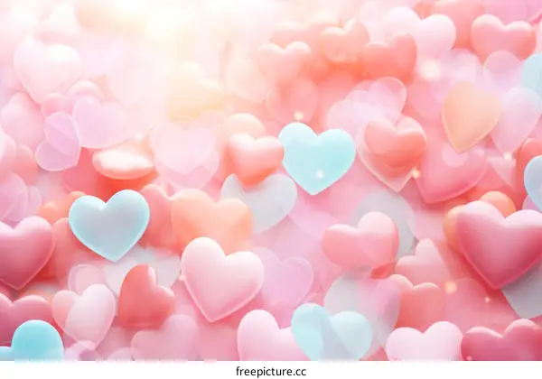 Pastel Pink and Blue Heart Shaped Background