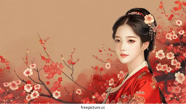 Portrait of a young woman in traditional Chinese clothing