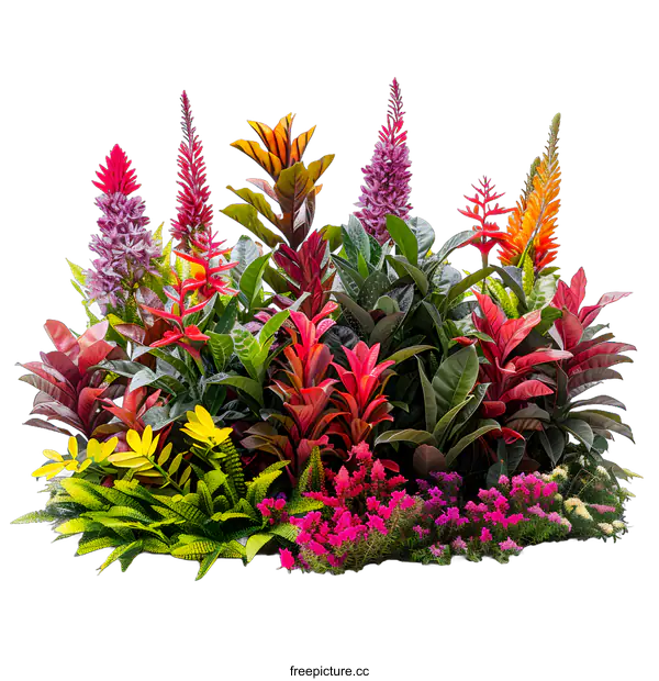 [Transparent Background PNG]vibrant tropical flowers and foliage